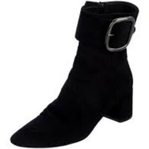 Saint Laurent Black Joplin Suede Buckle Booties EU 36.5